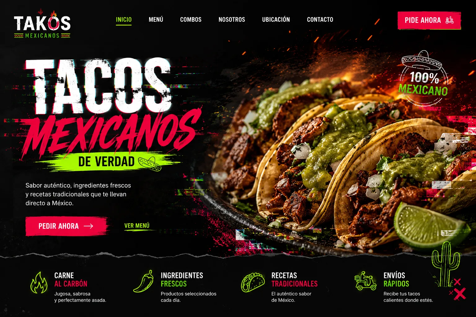 Landing taquería Takos Mexicanos